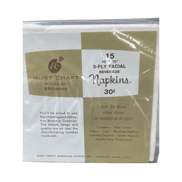 Vintage Rust Craft Brownie Beverage Napkins Coffee Time 15 Pack 10" NEW NOS - Picture 3 of 4